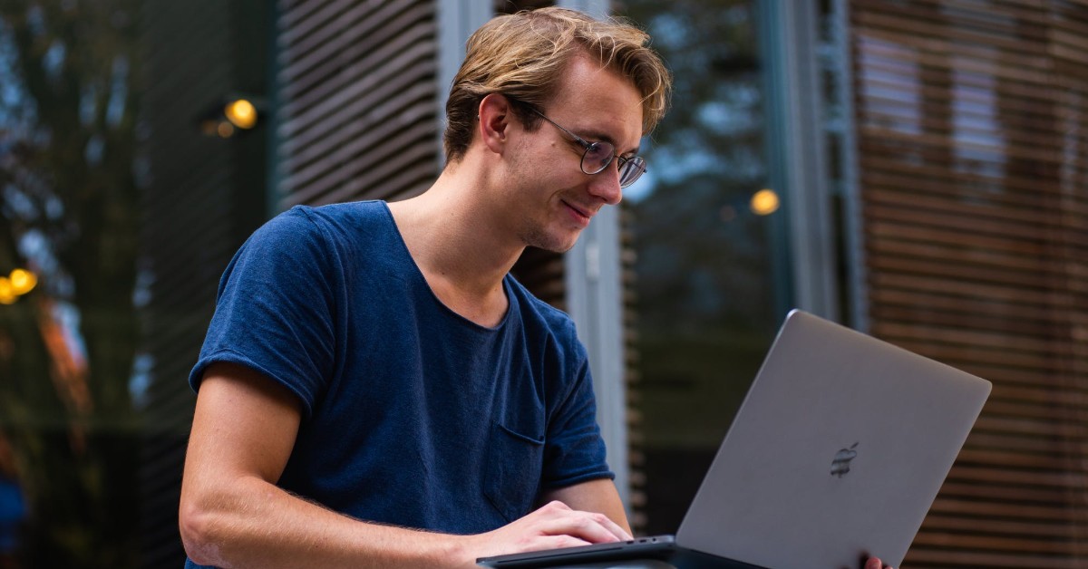 young man on computer