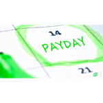A picture of a calendar with a date circled with green marker. The marker is laying on top of the calendar, and it says PAYDAY on the date. This implies that someone is looking forward to payday and it relates to this article, Getting Paid Twice a Month.