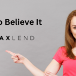 A red haired woman in a pink shirt is pointing up to where it says "Read It to Believe It" with the MaxLend logo beneath it, indicating the article discusses MaxLend Reviews.