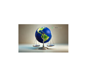 A photorealistic image featuring a globe showcasing North and South America, positioned behind a balanced scale with 'FACT' on the left pan and 'FICTION' on the right pan, representing the concept of distinguishing truth from myths in the lending world.